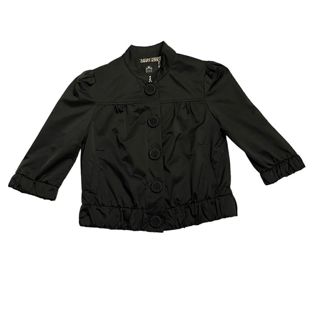 Bizz Black Ruffle Half Sleeve Button Up Jacket - Picture 12 of 12